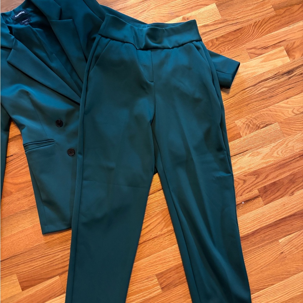 Express Teal Double-Breasted Blazer - image 6